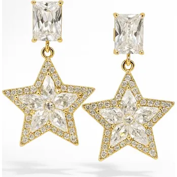 Náušnice Flamenco Mystique Visací náušnice s hvězdou z nerezové oceli pozlacené 14k zlatem KST3531