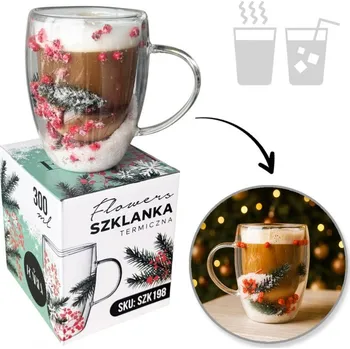 Sklenice Flamenco Mystique Termosklenice s květinami uvnitř, vánoční ozdoby, sníh 300 ml 1 ks SZK198