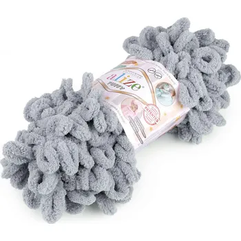 Příze Pletací příze Alize Puffy 100 g, střední, 12 (428) šedá
