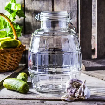 Zavařovací sklenice Zavařovací nebo mořicí sklenice - skleněný sud 4,1 l