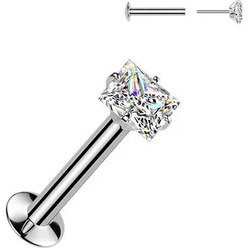 Piercing Šperky4U Piercing do brady čtvereček - PUSH IN labreta - LB1143