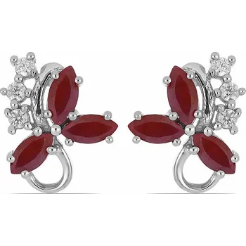 Náušnice Náušnice stříbrné s broušenými rubíny a zirkony Ag 925 015728 RB 1,5 cm, 3,7 g