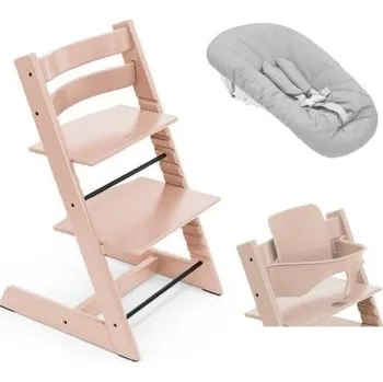 Jídelní židlička Stokke Tripp Trapp Set Židlička + Baby set + Newborn set - Serene Pink/Grey