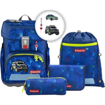 Školní batoh Hama Školní aktovka CLOUD Step by Step Police Truck Charly 5dílný set, ARG