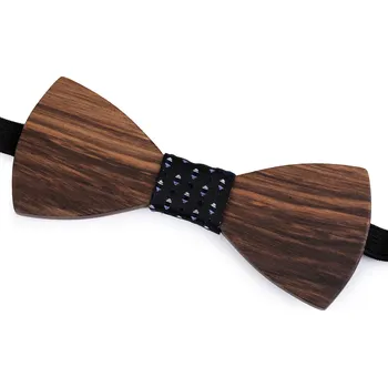 Motýlek Dřevěný motýlek, střední, 12 hnědá koňak modrá