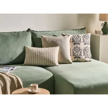 Polštář Sada 3 dekorativních polštářů béžová bavlněná látka květinový vzor 45/30 x 45/50 cm obývací pokoj ložnice Beliani