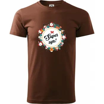 Pánské tričko Vánoce - Super syn - Klasické pánské triko vyšší gramáže - 4XL ( Čokoládová )