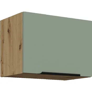 Kuchyňská skříňka Digestořová skříňka LUNARA - šířka 50 cm, zelená / dub artisan