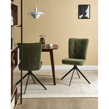 Jídelní židle Sada 2 otočných jídelních židlí zelené buklé čalounění kovové nohy jídelna kuchyně Beliani