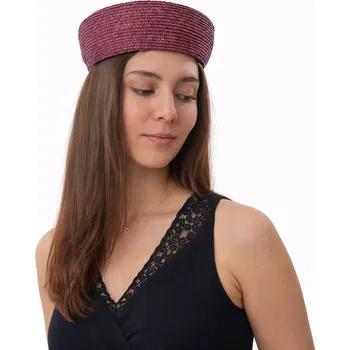 Čepice Dámský slaměný klobouček Seeberger - slaměná lodička vínová Velikost: Unisize (S-XL)