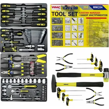 Sada nářadí WMC TOOLS WMC Velká Sada NÁŘADÍ 253 DÍLY klíče NÁSTAVCE kleště KLADIVA