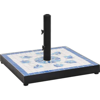 Stojan na slunečník Nábytek XL Základna na slunečník modrá a bílá čtvercová 12 kg 362222