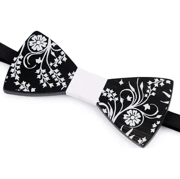 Motýlek Dřevěný motýlek, střední, 8 černá bílá