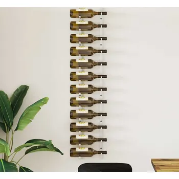 vidaXL Nástěnný stojan na víno na 12 lahví železo [340879] Barva: Bílá