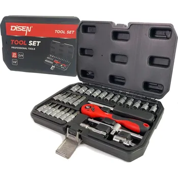 Sada nářadí DISEN Sada nářadí 1/4 bity nástrčné 29ks kufřík