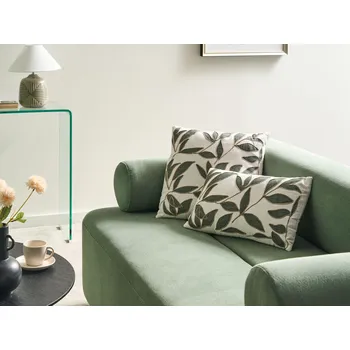 Povlečení Sada 2 dekorativních polštářů bílá a zelená bavlna 45/30 x 45/50 cm obývací pokoj ložnice Beliani