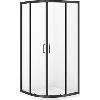 CERSANIT Sprchový kryt VERSO polokruhový 80x190 cm černý se sprchovou vanou TAKO 4 cm S4031-002