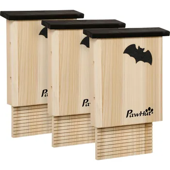 Dřevěné domečky pro netopýry, 3 kusy | přírodní