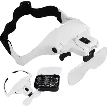 Lupa Čelní lupa s LED osvětlením, 5 vyměnitelných čoček