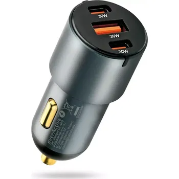 autonabíječka 60 W s USB‑C PD a USB QC3.0 (1× USB, 2× USB‑C) černá