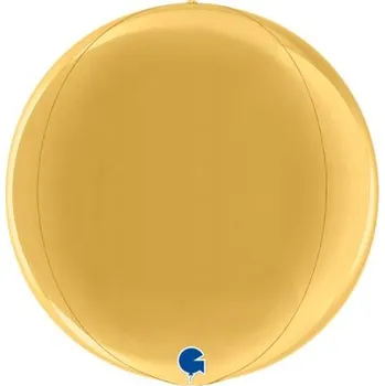 Balónek Koule zlatá 4D 38cm/15" fóliový balónek nafukovací