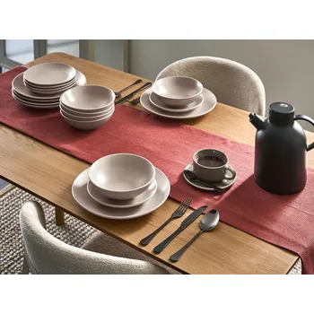 Sada nádobí Sada 18 kusů světle béžového kameninového nádobí ručně vyrobená barevná glazura pro 6 osob kuchyně jídelna Beliani