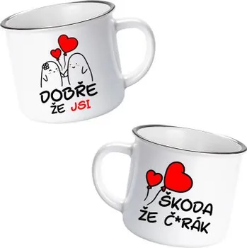 Žertovný předmět Dobře, že jsi - škoda, že č*rák - keramický smaltovaný hrneček s potiskem- Tričkový.cz