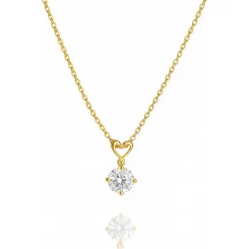 Náhrdelník Flamenco Mystique Náhrdelník z nerezové oceli pokovený 14k zlatem, srdce s kubickým zirkonem NST2230