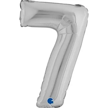 Balónek ČÍSLICE STŘÍBRNÁ MINI 7 (35cm,14") fóliový balónek nafukovací