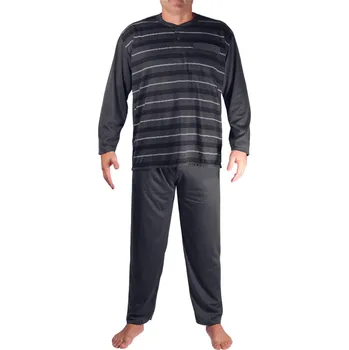 Pánské pyžamo Evžen pánské pyžamo dlouhé nohavice 3XL tmavě šedá