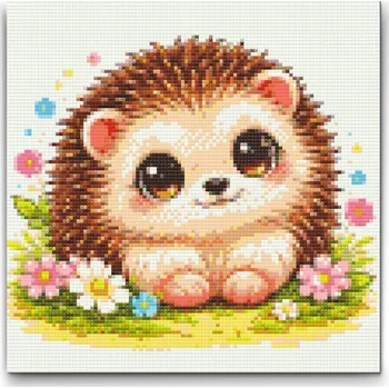 Diamantové malování Diamantové malování - Ježek s velkýma očima Velikost: 30x30cm, Rámování: Pouze srolované plátno, Diamanty: Kulaté