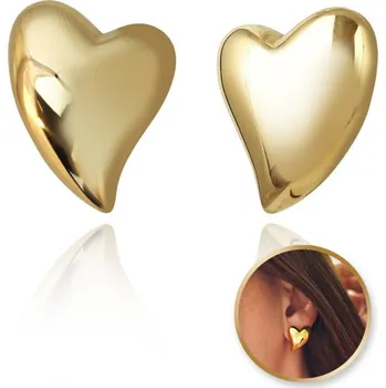 Náušnice Flamenco Mystique Velké náušnice z nerezové oceli pokovené 14k zlatem ve tvaru srdce KST3383