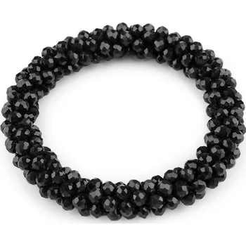 Náramek Náramek / gumička z broušených korálků Balení: 1 ks, Varianta: 10 černá - 8596475594097