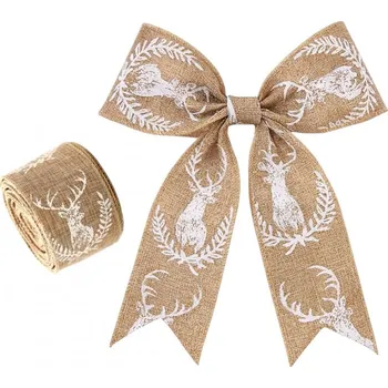 Stuha Flamenco Mystique Vánoční stuha na mašli, vánoční dárková stuha béžová 5cm x 2m KSN128