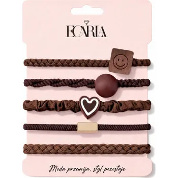 Flamenco Mystique Sada 5 gumiček v 1 na odznak, hnědá SMILE, srdíčko GUM185BR