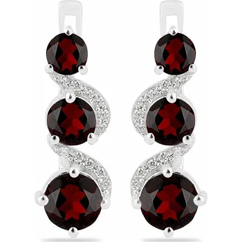 Náušnice Náušnice stříbrné s broušenými granáty a zirkony Ag 925 010906 GT 2,1 cm, 4,9 g