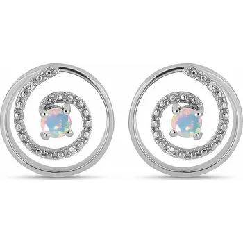 Náušnice Náušnice stříbrné s etiopskými opály a zirkony Ag 925 020614 ETOP 1,5 cm, 3,2 g