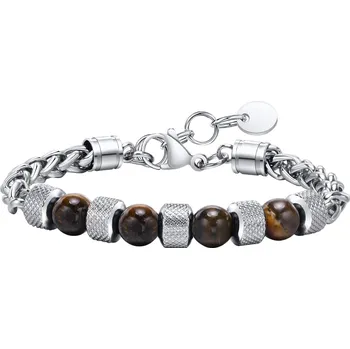 Náramek NUBIS® Pánský ocelový náramek s tygřím okem - OPS1004