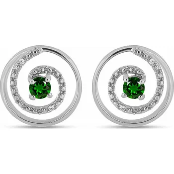 Náušnice Náušnice stříbrné s broušenými chromdiopsidy a zirkony Ag 925 020614 DIO 1,5 cm, 3,2 g