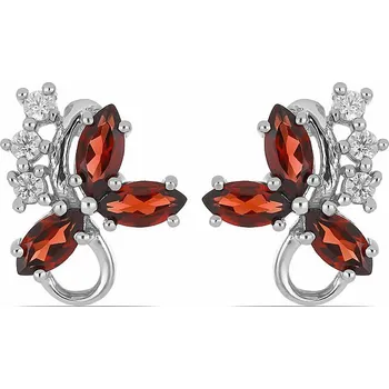 Náušnice Náušnice stříbrné s broušenými granáty Ag 925 015728 GT 1,5 cm, 3,7 g