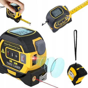 Měřící laser LASEROVÝ DÁLKOMĚR 60m S DIGITÁLNÍM MĚŘENÍM VZDÁLENOSTI A SVINOVACÍM METREM 5m 3V1