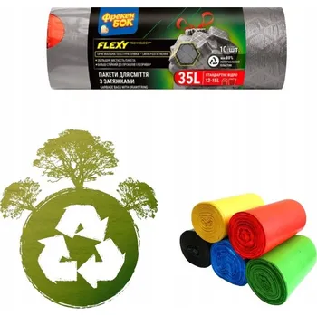 Pytle na odpadky Pytle na odpad s páskou "Flexy" grafitové "Freken Bok" [35 l / 10 Ks]