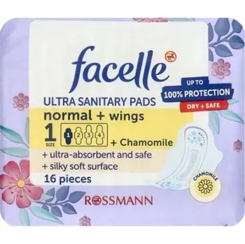 Menstruační vložka FACELLE Hygienické vložky s křidélky s heřmánkem ultra normal 1 6 Ks Vel 1