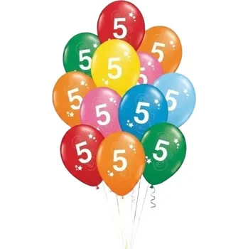 Balónek Latexové balónky číslo 5 mix barev 12ks