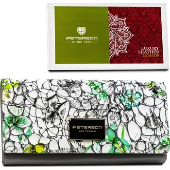 Peněženka Dámská peněženka z pravé kůže s květinovým vzorem Barva: zelená || šedá || vícebarevná