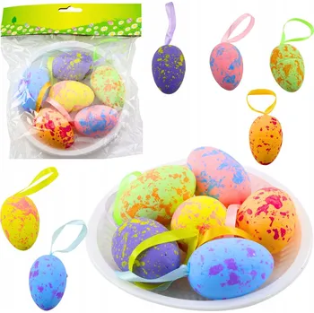 Velikonoční dekorace VELIKONOČNÍ OZDOBY VAJÍČKA S POUTKEM ZÁVĚSNÁ DEKORACE NA Velikonoce BAREVNÁ 6 KS