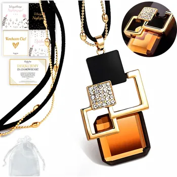 Přívěsek DLOUHÝ ZLATÝ ŘETÍZEK PRO ŽENY PŘÍVĚSEK ZIRKONY KailaArt