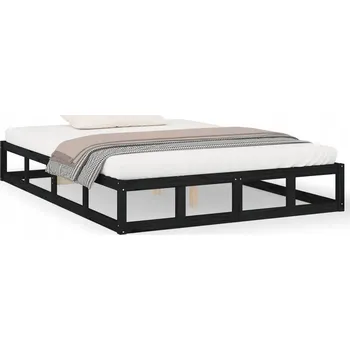 Postel Černý rám postele z masivního borovicového dřeva 195,5 x 145,5 x 28 cm