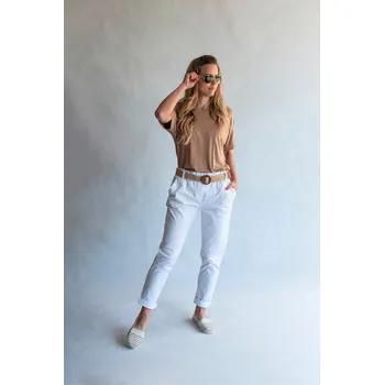 Dámské kalhoty Kalhoty s páskem 6027 Itálie barva: bílá