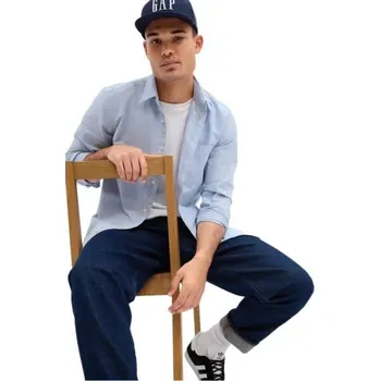 Pánská košile Pánská košile GAP V-LS STANDARD OXFORD S Světle modrá